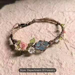 Department of Forestry Floral Bracelet with Blue and Pink Charms
